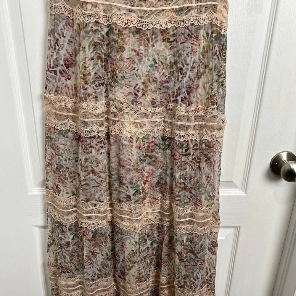 Soft Surroundings Althea Maxi Dress Boho Lace Floral Short Sleeve Women's Size 8 - Picture 4 of 15